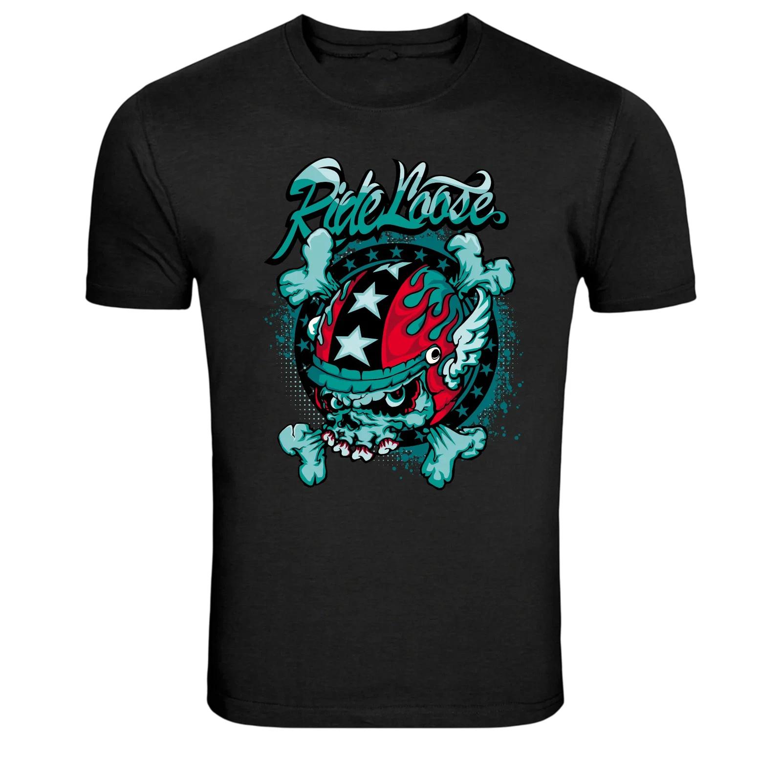 Ride Nause Skull Helmet Biker Motorcycle Graphic T-Shirt XL