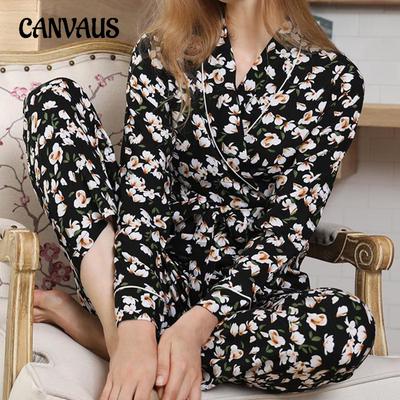 Damen Homewear Herbst und Winter Casual Pyjamas Loose Tie Robe Hosenanzug