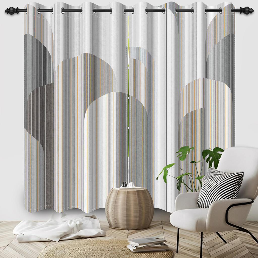 Light Blocking Abstract Geometric Curtains Minimalist Design Bedroom Living Room Window Decoration Hotel Home Drapes Curtain Set Of 2 Modern Made