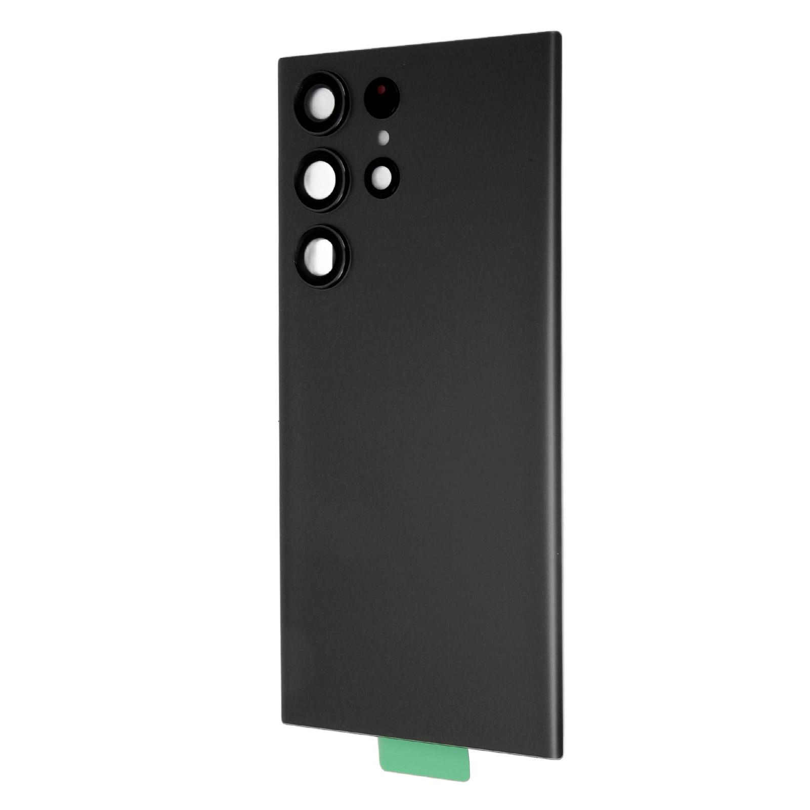 

Mobile Phone Glass Back Cover Pre Installed Camera Lens Perfect Fit Phone Rear Back Glass Door Cover for S23 Ultra Black чёрный