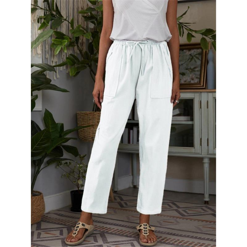 

Женские брюки больших размеров на шнуровке с большими карманами и эластичной резинкой на талии Свободные повседневные брюки 3XL белый