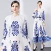 Jesienne damskie sukienki vintage print designerskie na wybiegu plus size oversized długie maxi sukienki na imprezę świąteczną