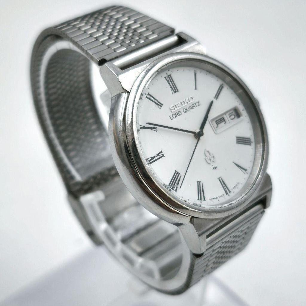 Used [Rare, Non-moving] SEIKO LORD QUARTZ 7853-5010 White Dial Roman Numerals Men's Watch Vintage