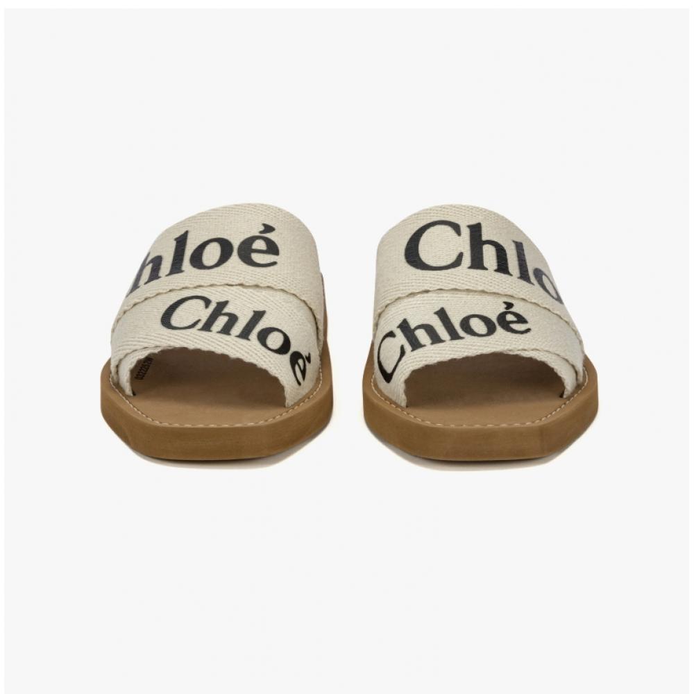 Chloe Chc22u188z3 101 Woody Logo Flat Mule Slippers