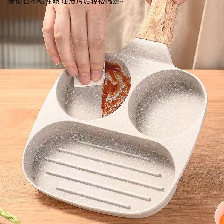 Three-in-One Non-stick Maifan Stone Breakfast Pan for Eggs & Burgers