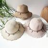Wide Brim Folding Straw Hats Spring Summer Women's Sun Hat Bohemian Beaded Strap Straw Hat  Outdoor