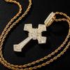 Copper Inlaid Zirconium Full Diamond Ladder Retro Size Cross Pendant Hip Hop Trend Men's Necklace Accessories