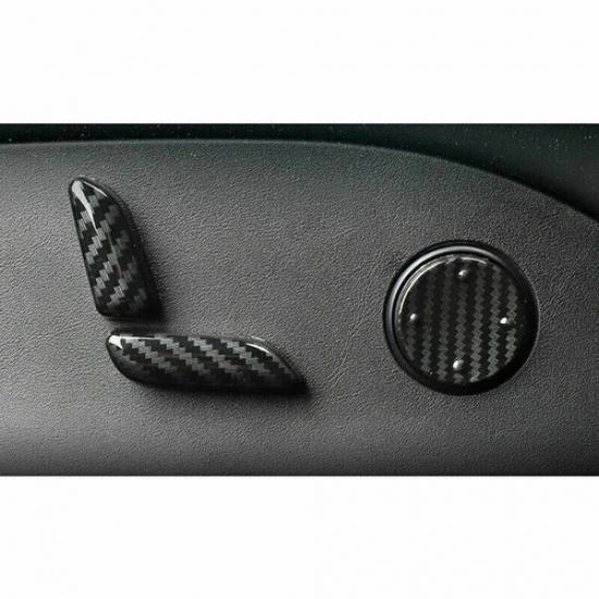 For Tesla Model X S 2012- Carbon Fiber Seat Adjust Handle Button Cover Trim