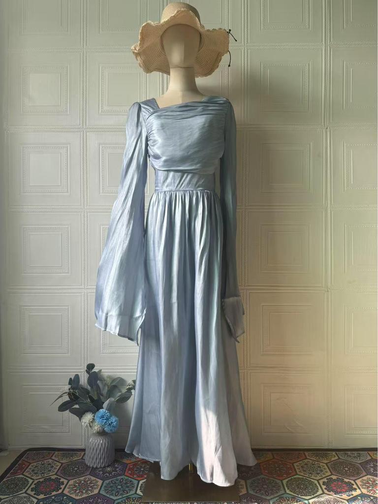 Summer 2025 Elegant Retro Long Sleeve Dress