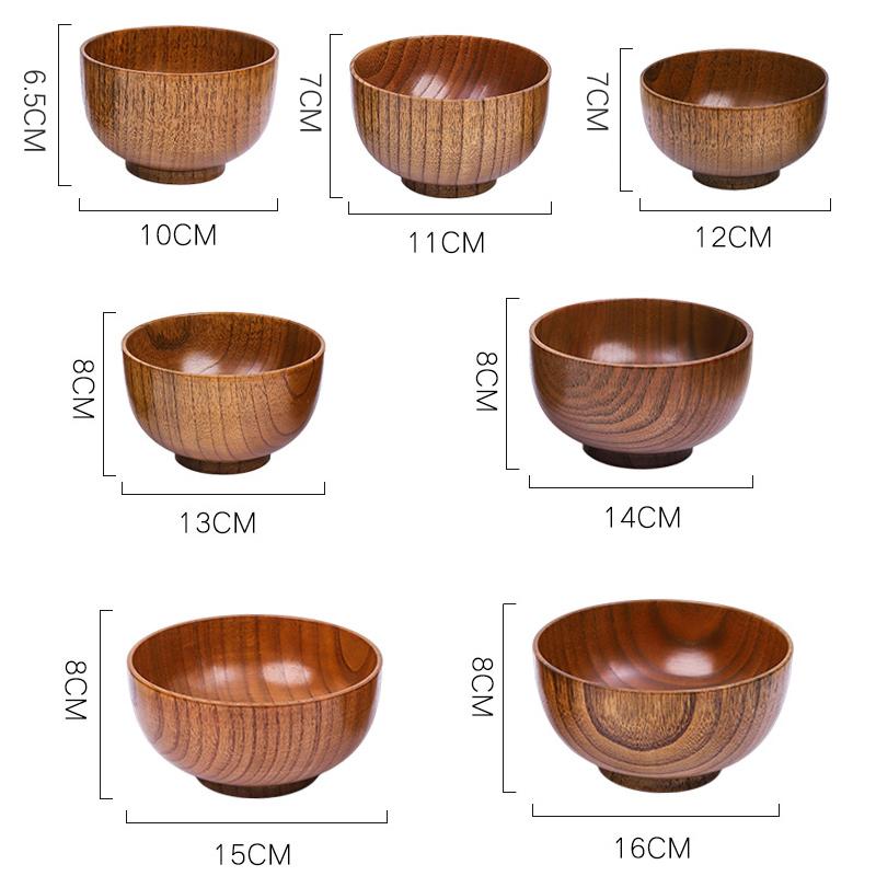 Natural Vintage Wooden Bowl Fruit Salad Bowl Noodle Rice Soup Bowl Craft Decoration Kitchen Utensil Tableware