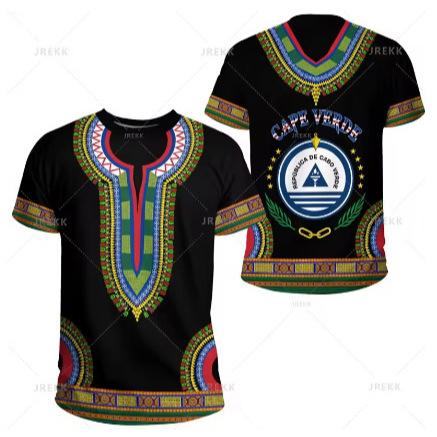 Fashion Women's T-Shirt Recomof Cabo Verde Flag Map 3D Printed T-Shirt Badge Graphic T-Shirt Men