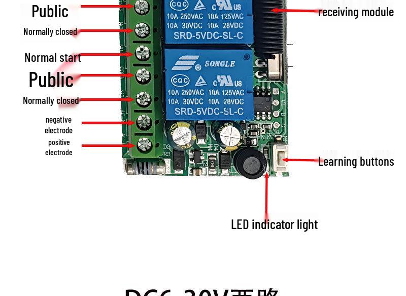 Dwukanałowy silnik 12V/220V do bramy teleskopowej z kierunkiem obrotów do przodu/tyłu, ze światłem LED i przełącznikiem na pilota