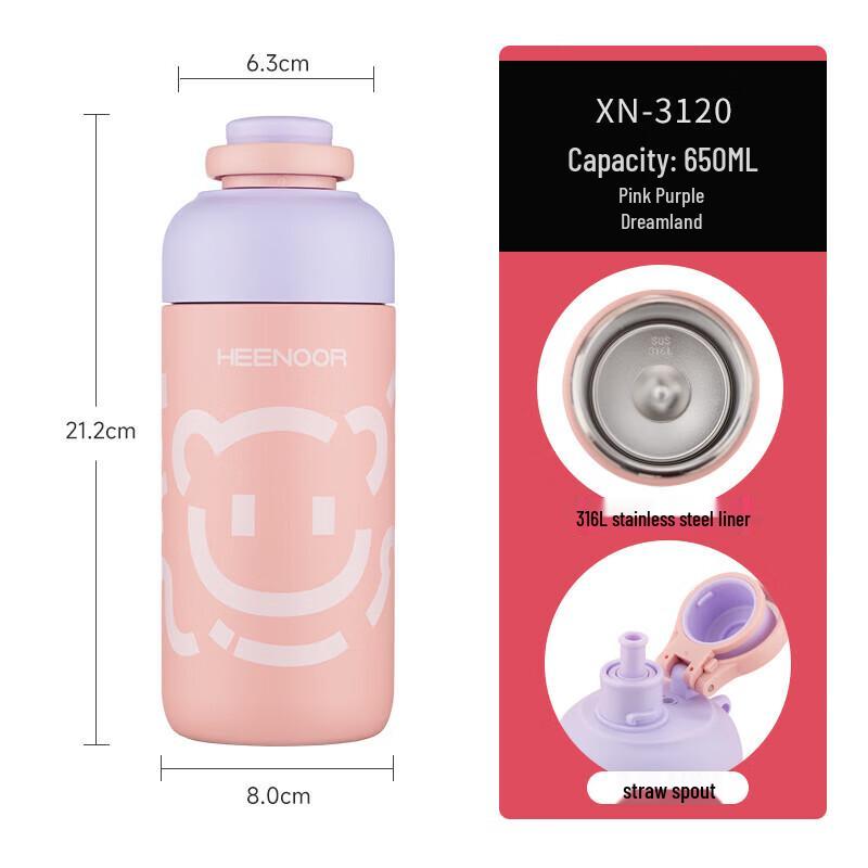 Heenoor XN-3120 650ML Insulated Stainless Steel Straw Cup