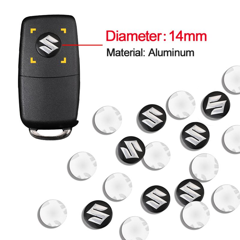 14mm Car Remote Key Sticker Aluminum Emblem Decal For Suzuki Vitara Jimny Alto Scross Baleno Samurai Kaiser Across Kizashi Swift