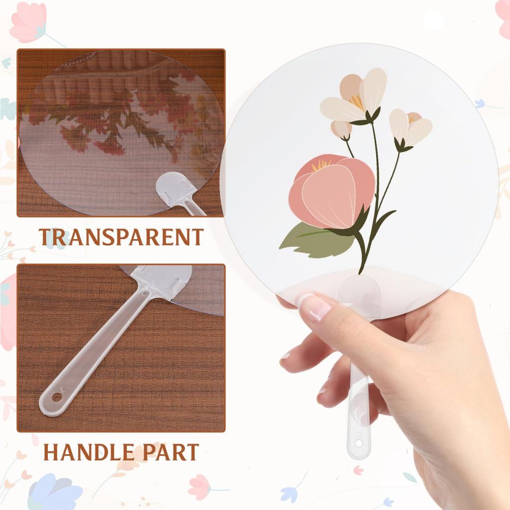 Toyvian DIY Transparent Handheld Portable Paper Perfect for Tatami Blank DIY Fan and Graffiti Fans 24-Piece Fans, Fans, Rooms, Performances,