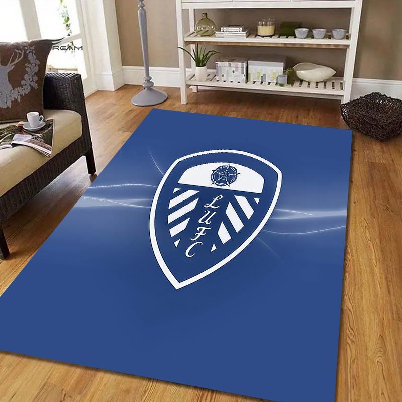 Leeds United Flannel Pattern Square Carpet,Area Rug,Carpet Rug for Living Room Bedroom Sofa Playroom Decor,Non-slip Floor Mat