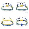 Ukrainian Flag Handcrafted Beaded Bracelets With Adjustable Rope For Travel Gifts