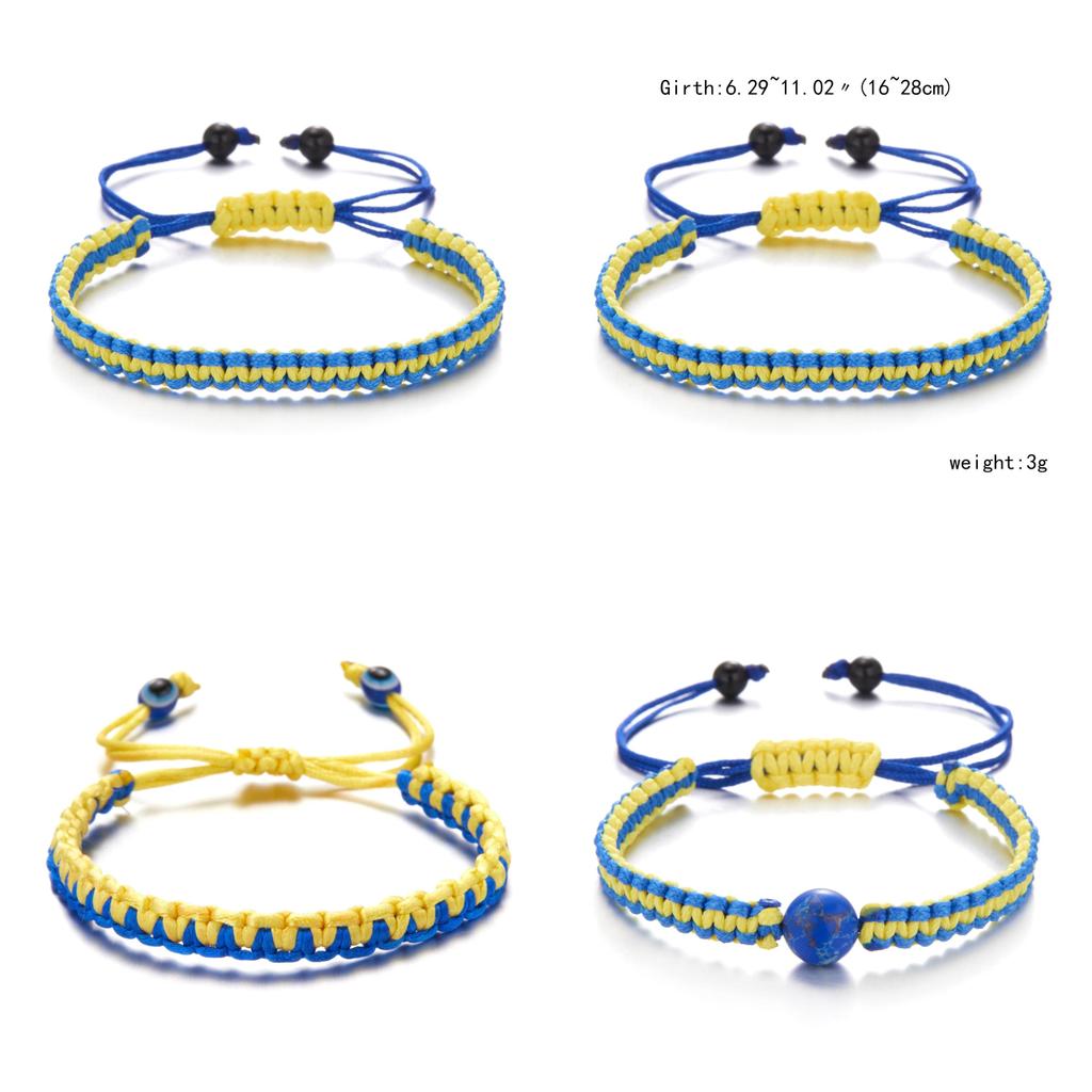 Ukrainian Flag Handcrafted Beaded Bracelets With Adjustable Rope For Travel Gifts