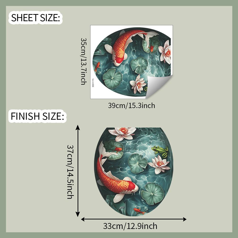 

Пруд с лотосами Лотос Карп кои Туалет Ванная комната Туалет Украшение Стикеры для благоустройства дома 35*39CM/fun-m366