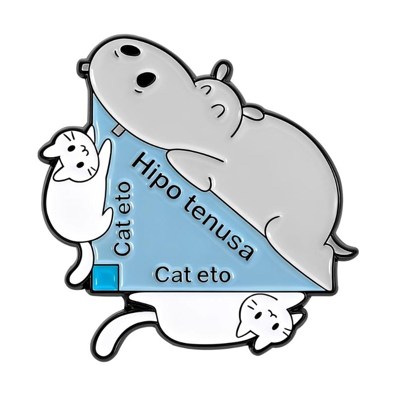 

Trendy Cartoon Brooch Fun Stacking Hippo And Cats Designs Alloy Pin For Fashion Accessories And Fun 1