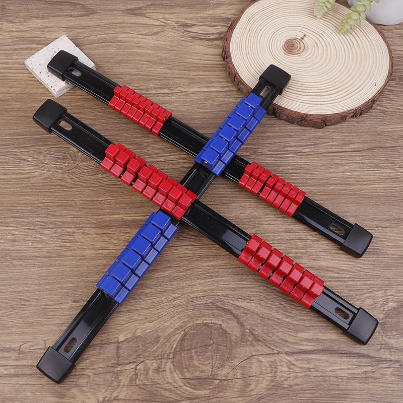 ABS-hylsor Organizer Hållare Brickor För Verktygslådor, 1/4 , 3/8, 1/2, Bärbar Monterbar Glidande Ställ Hylsa Rälsställ Verktyg