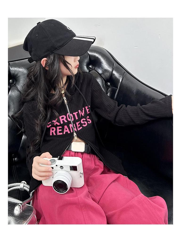 Herbst 2025 Mädchen Dopamin-Set: Stilvolles Langarmhemd & lässige Hose für große Mädchen