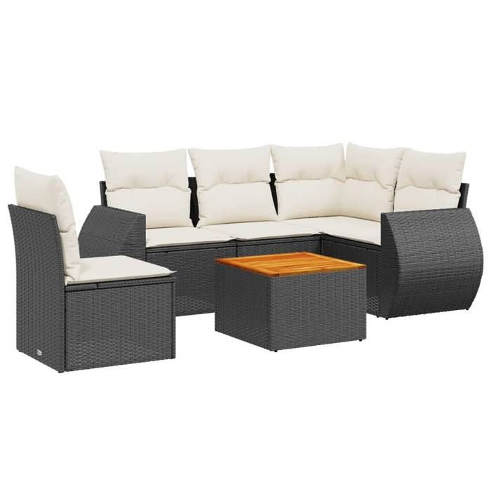 VidaXL Garden Lounge Set 6 Pcs with Cushions Black Braided Resin 3257337