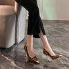 Leopard Print High Heels Women's Shoes Square Toe Stilito Ladies Pumps Quick Delivery 2025 Trend 39 Wholesale With Discount Shoe