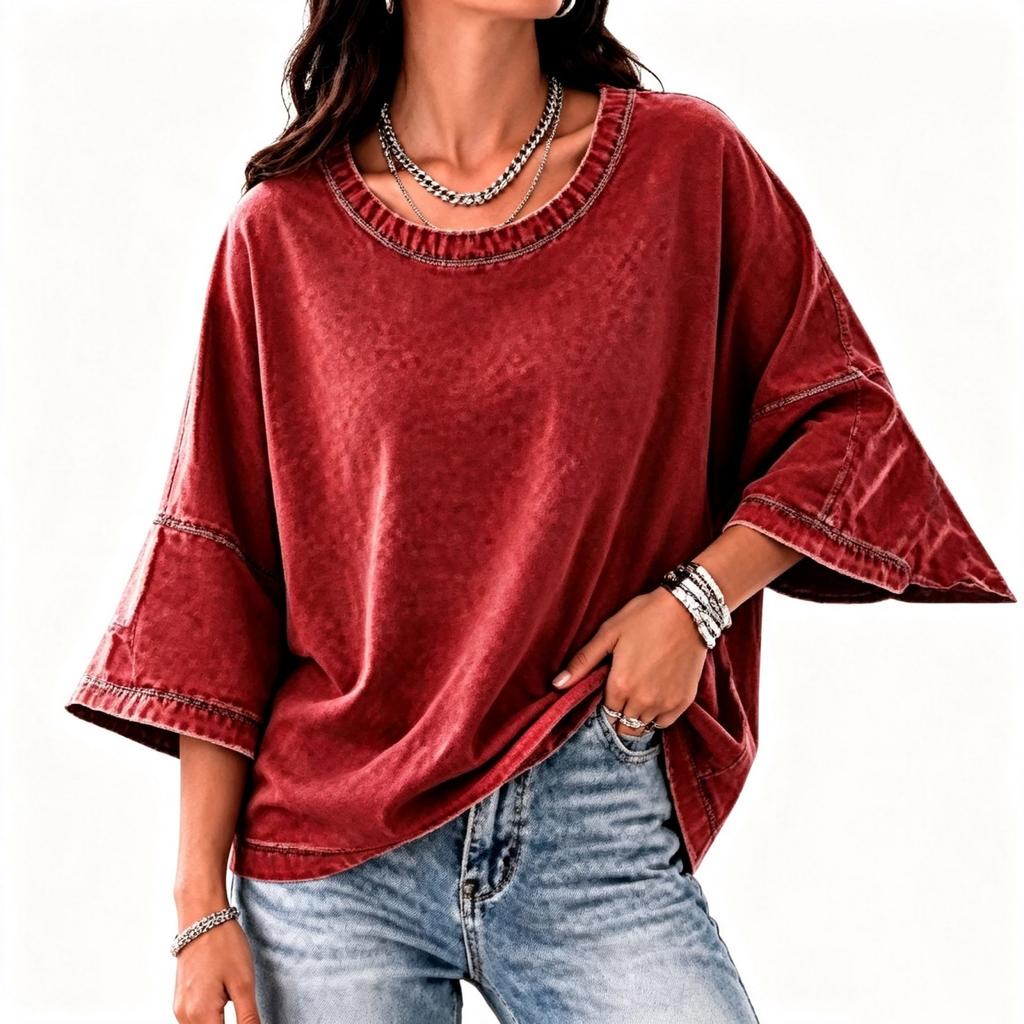Women's Casual Denim Quarter Sleeve Fit Everyday Wear