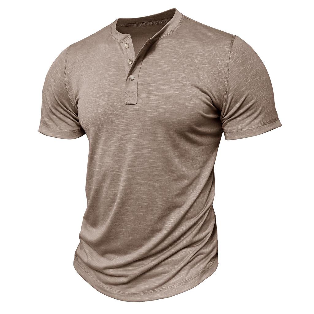 Camisetas Masculinas Manga Curta Gola Redonda Botões Camiseta Henley Verão Ajuste Slim Diário Roupa Masculina Casual Feriado Roupa Exterior