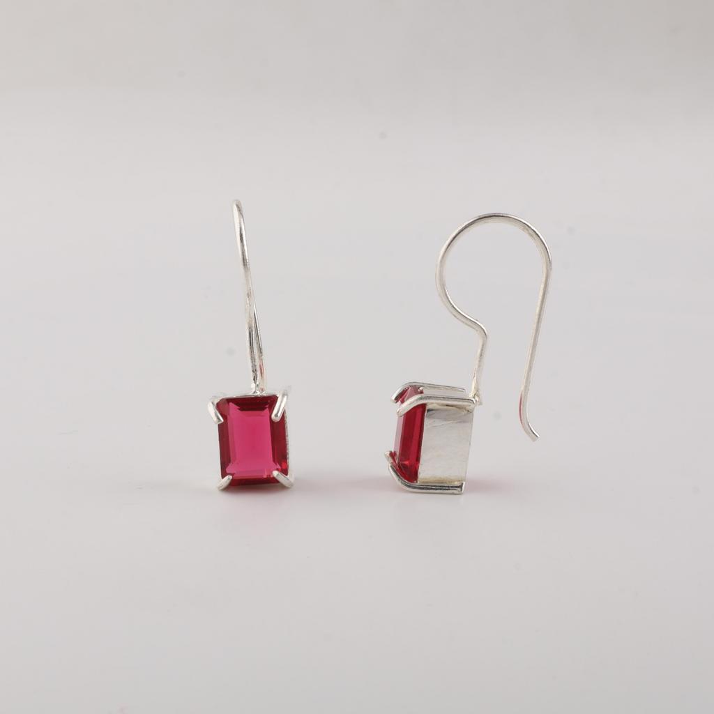 Pink Rubellite Gemstone 925 Sterling Silver Women Earring 1" Handmade Jewelry For Valentine EE-180-6