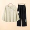 Women's Embroidered Cotton Linen Summer Outfit