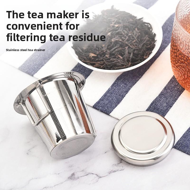304 Stainless Steel Tea Strainer, Household Tea Infuser, Tea Filter, Long Handle with Lid, Tea Set