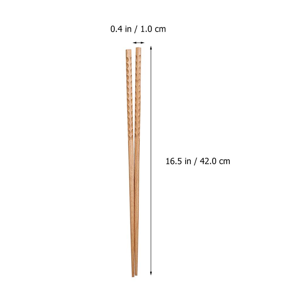 2Pairs Elegant Modern Long Wood Chopsticks 42Cm Comfort Grip Oil Resistant for Hotpot Cooking Stir Fry Noodle Chafing Dish