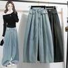 DIMANAF 2026 Summer New Plus Size Women Jeans Fashion Lady Clothing Long Pants Denim Cotton Loose Casual Elastic Waist