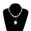 Irregular Pearls Conch Pendant Necklace Adjustable Clavicle Chain Versatile Fashion Accessory Gift for Women