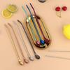 Heilwiy Spoon Straws Reusable 7pcs Cocktail Spoon Metal Stirrers 2 In 1 Metal Spoon