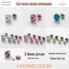 Henson Titan Ohrknorpelstecker mit Dopaminfarbenen Zirkonia Schraub-Disc-Ohrringen