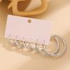 3 Pairs Women Earrings Ear-Pin Closure Stable Wearing Structure Multi-Size Hoop Earrings with Rhinestones Inlaid Jewelry Gift