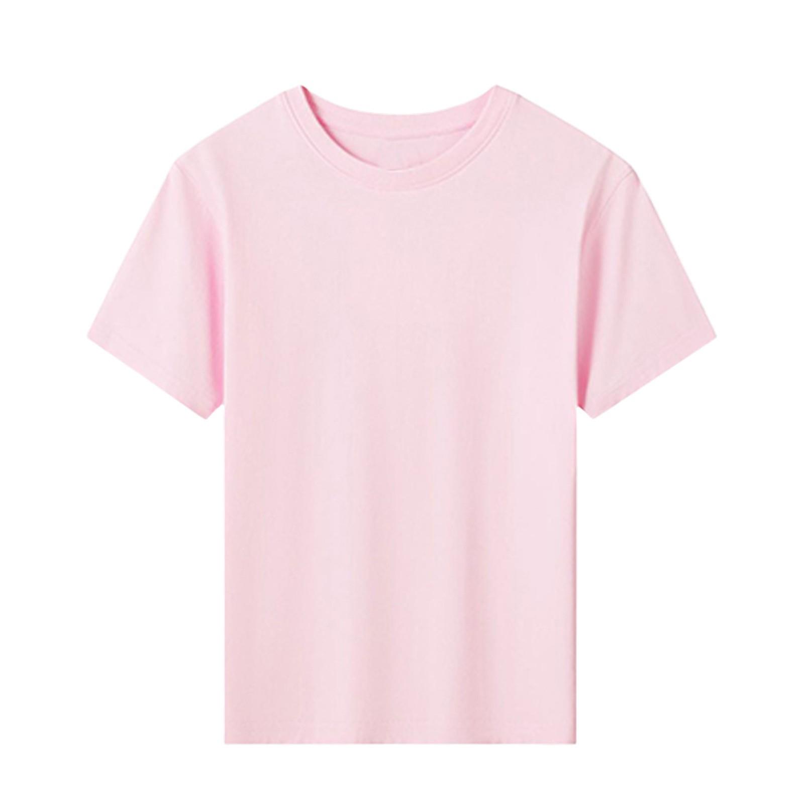 

Дитяча футболка з круглим вирізом, повсякденна, однотонна, з коротким рукавом 150 рожевий