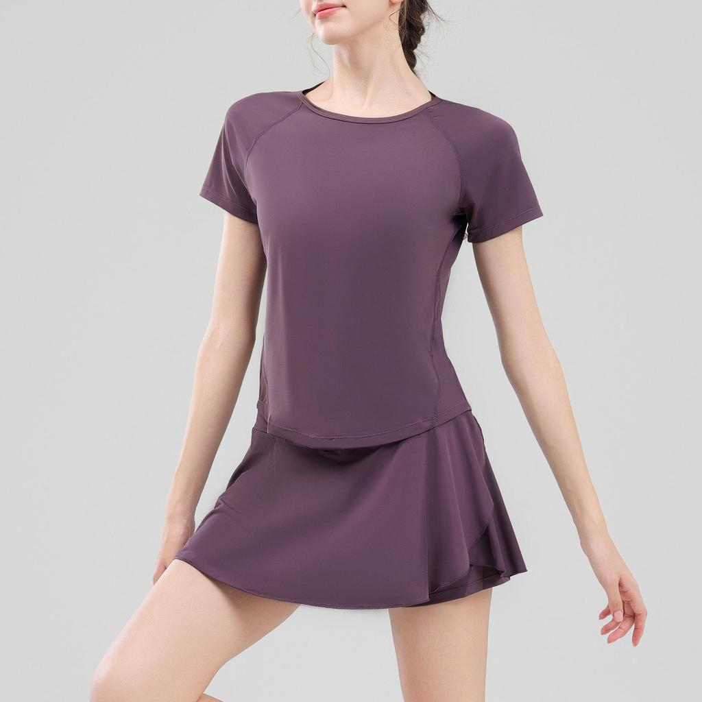 Plus Size Women's Quick-Dry Summer Yoga Suit - Short Sleeve Fitness & Running Outfit