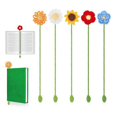 5 Pcs Flower Crochet Bookmark Handmade Sunflower Bookmark Knitted Curtain