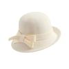 Dámský klobouk bucket z vlněné plsti, vintage klobouk cloche fedora, dámský buřinka s mašlí, zimní svatební kostelní jazzová čepice