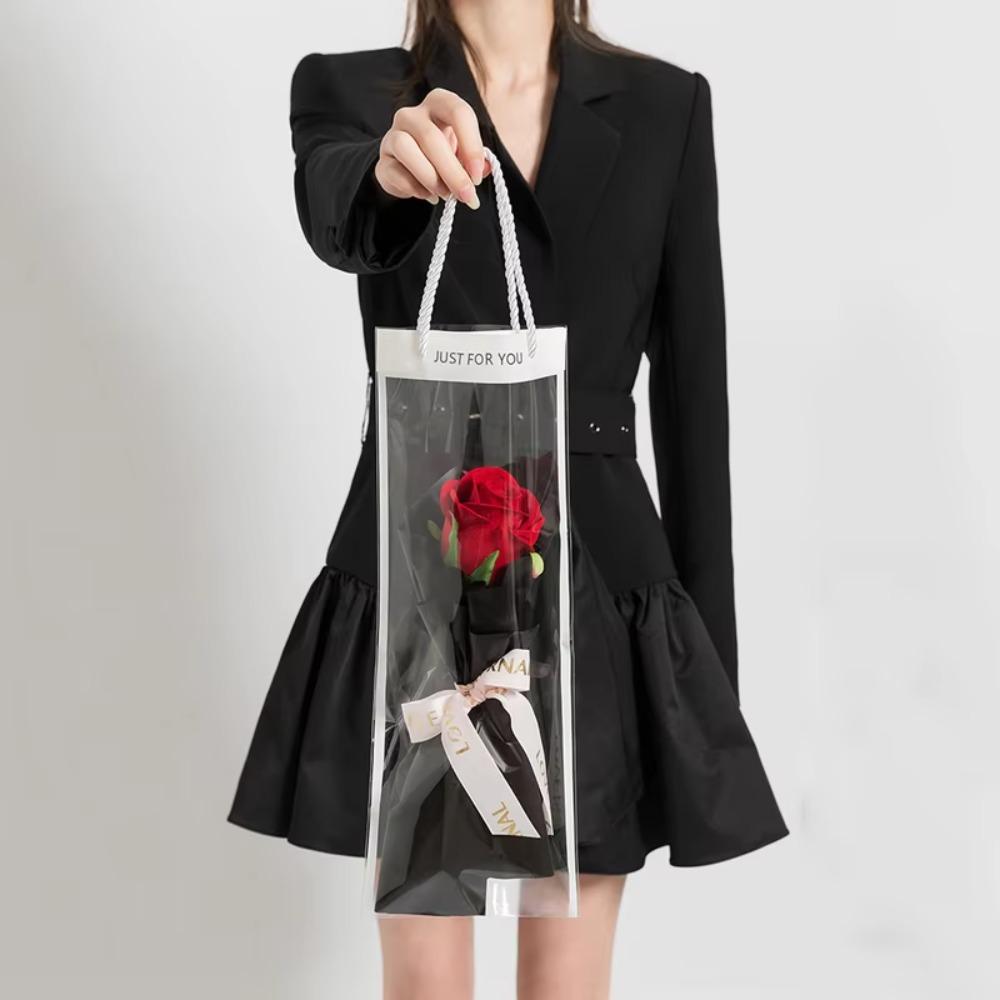10pcs New Transparent Bouquet Gift Bag Party Supplies Decoration Flowers Wrapping Bag With Handle Birthday Gift Bag Gift