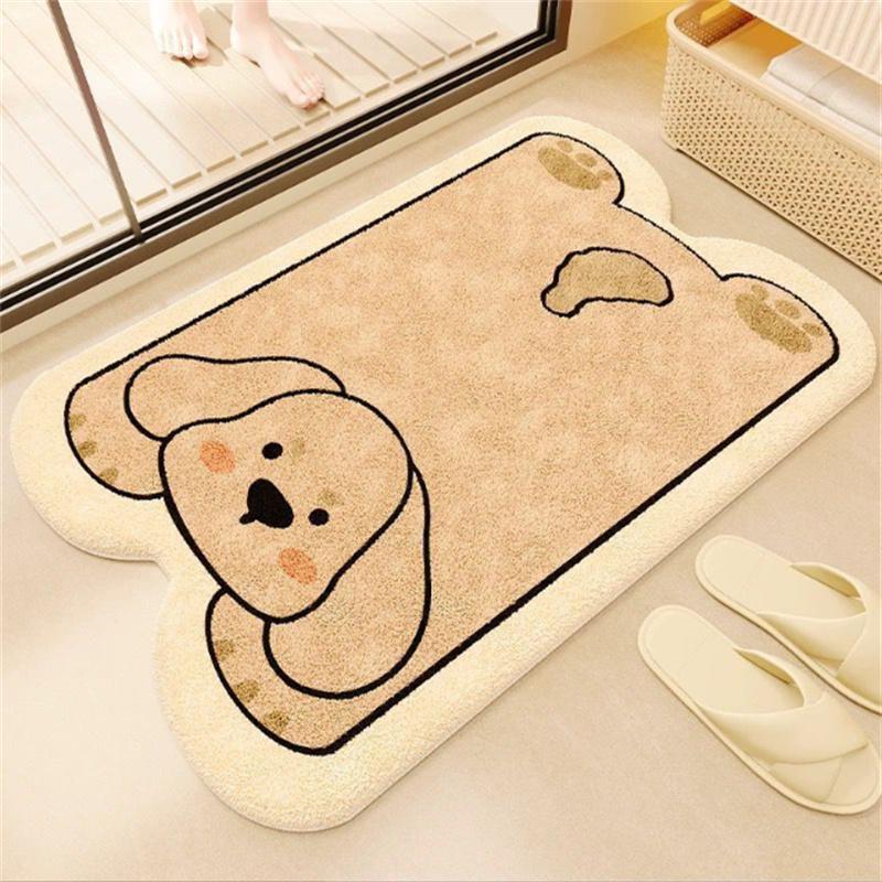 50x80cm Cat Shaped Floor Mat Imitation Cashmere Weaving Machine Printed Washed Kitchen Bathroom Entrance Door Anti Slip