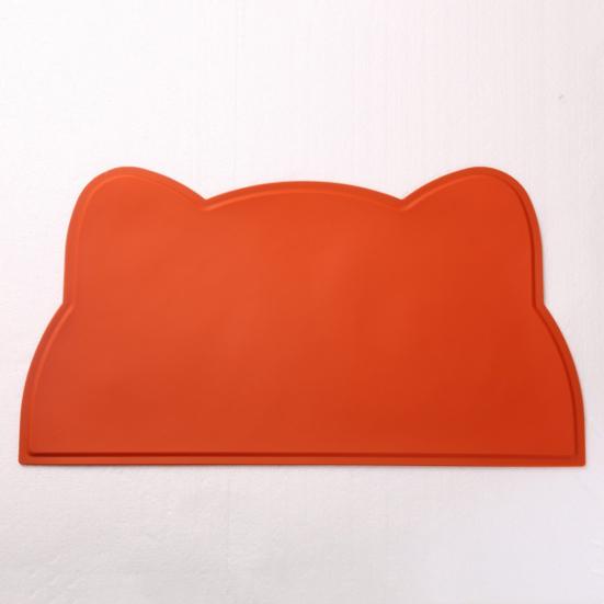Waterproof Dog Food Mat Cat Face Design Silicone Pet Feeding Placemat with Raised Edge Non-slip Pet Bowl Mat for Dogs Cats