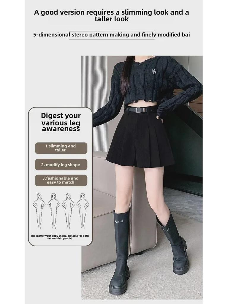 Women's High-Waist Corduroy Pleated Shorts - 2024 Spring Collection, Slimming Wide-Leg Casual Booty Shorts for Petite.