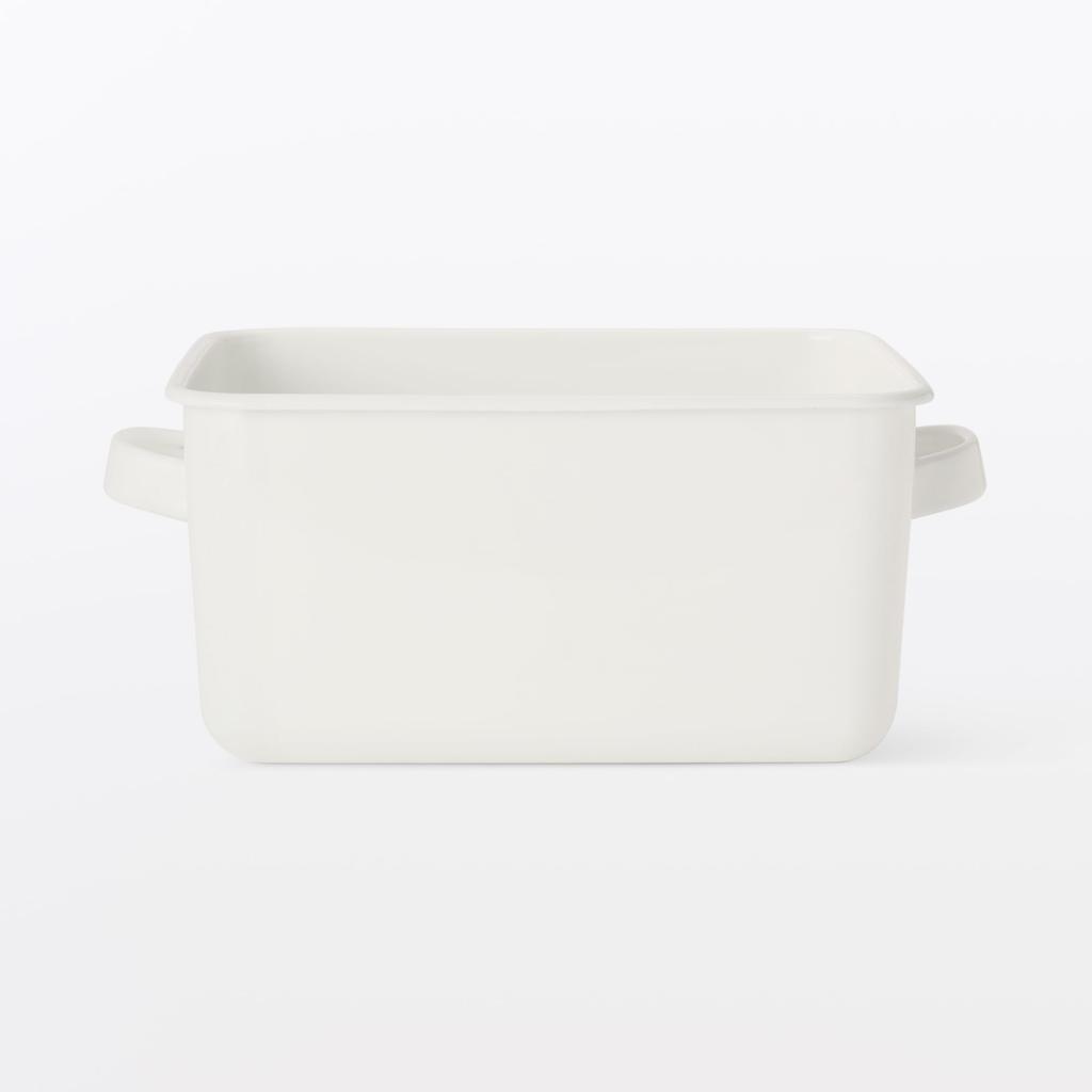 MUJI Emaille-Aufbewahrungsbehälter mit wählbarer extra tiefer 19cm x x 76045878 Deckel, Typ/mit Griff, ca.. (W.) 23.5cm (D.) 11,5 cm (H.) (ausschließlich