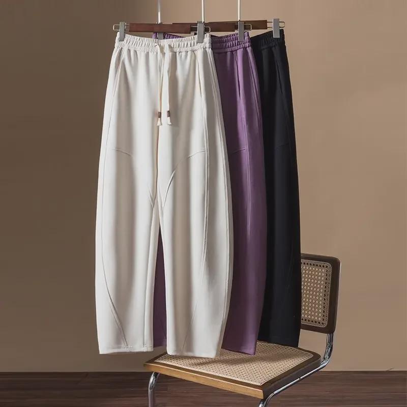 "European Niche Design Loose Casual Women's Pants: Slim, All-Match, Spring/Autumn Banana & Sickle Sweatpants"