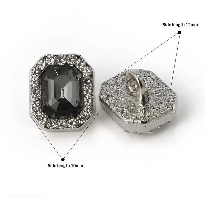 2Pcs Square Diamond Buttons Alloy Coloured  Hand-Sewn Buttons Spot Wholesale Diy Coat High-Grade Button Decorat